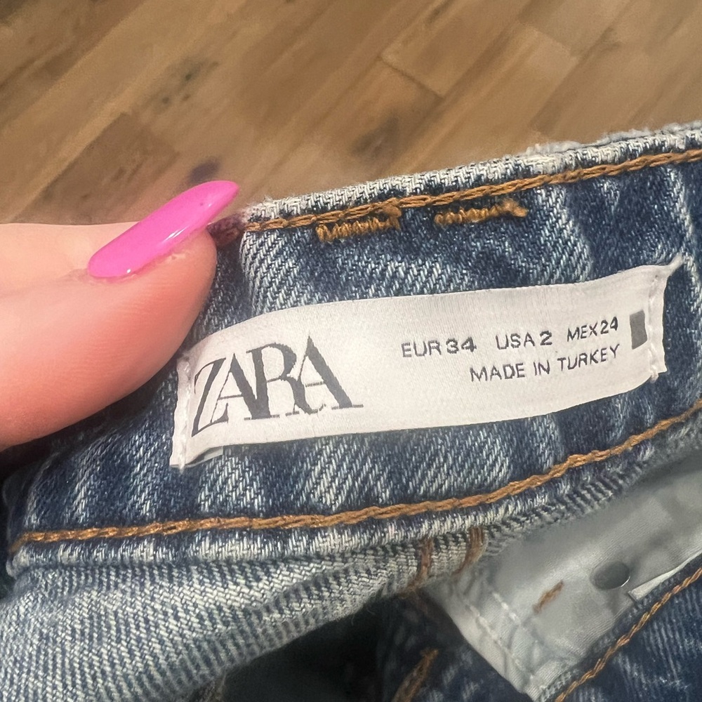 Zara Dark Blue Straight-Leg Women's Jeans - Picture 2 of 2